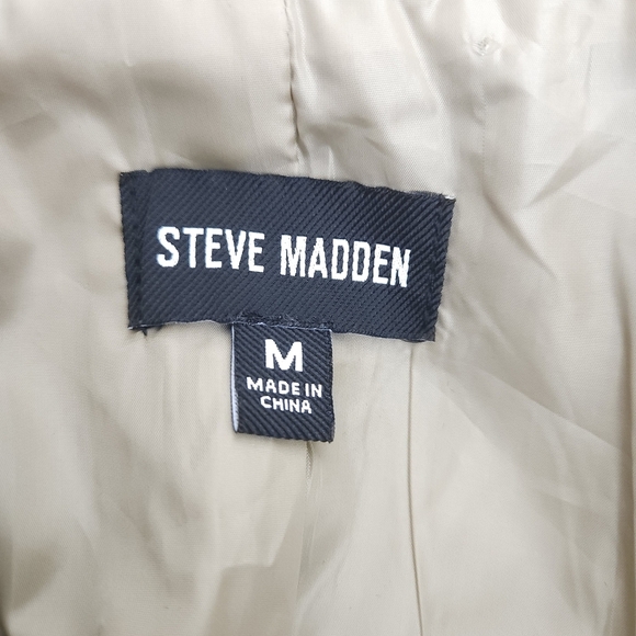 Steve Madden Oversized Blazer Brown Plaid Faux Leather 2 Button Jacket Medium - Picture 7 of 9